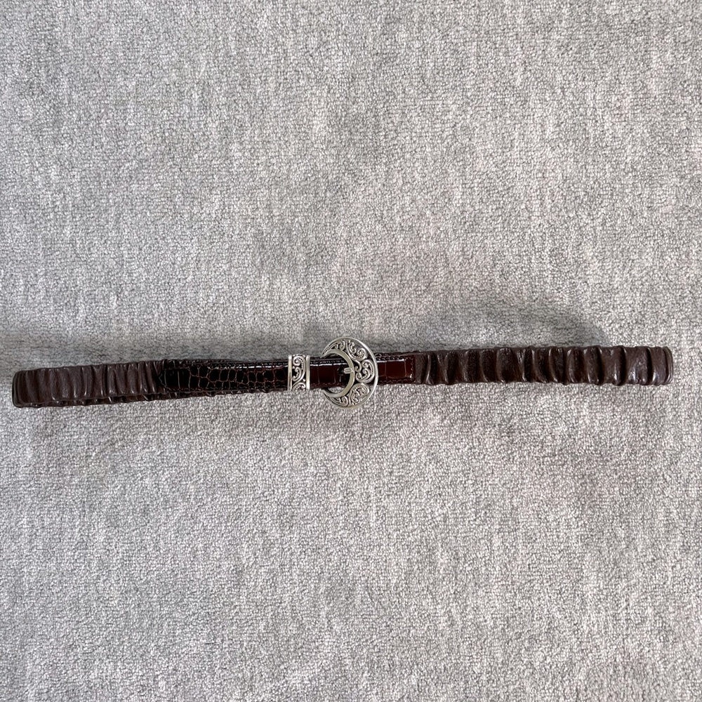 Brighton Brown Leather Covered Elastic Stretch Belt